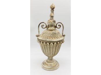 Antiqued Ceramic Decorative Jar