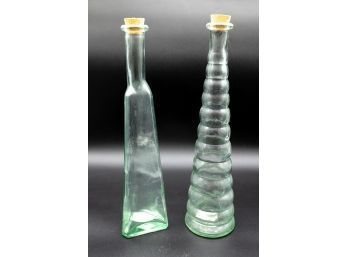 Glass Bottles W/ Cork, Ribbed Glass Bottle W/ Cork