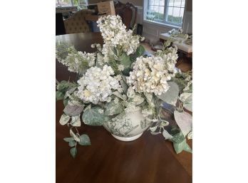 Ceramic Pot W/ Faux Flower Arrangement, Home Decor