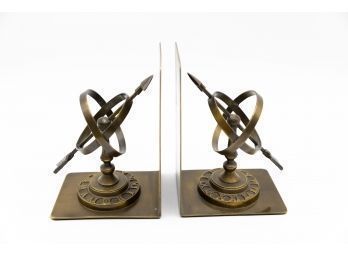 Brass Armillary Sphere Bookends, Set Of 2