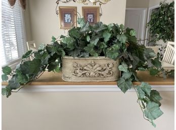 Large Plaster Pot W/ Artificial Ivy, Home Decor, Faux Plant