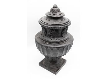 Decorative Black Urn W/ Lid, Home Decor, Plaster