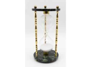 Green Marble  Sand Timer With Brass Accents
