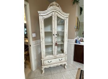 French Style Antique Style Armoire Repro Rococo Louis XV Display Cabinet, 2 Door 1 Drawer