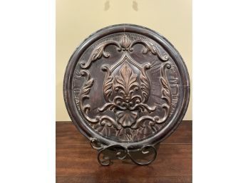 Traditional Decorative Plate W/ Stand Attached - Metal