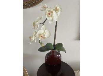 Faux Decorative Orchid In Ceramic Pot, Home Decor