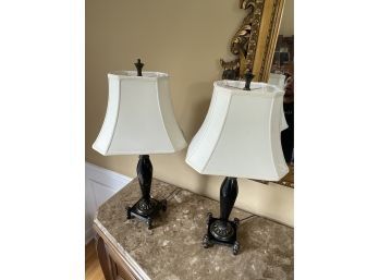 Black Marble Table Lamps, Pair Of Table Lamps