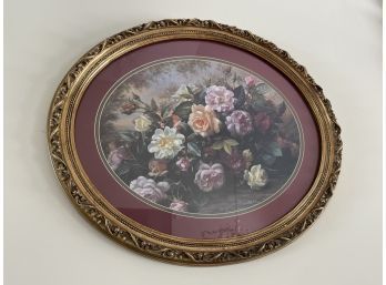 Ornate Oval Wall Frame ~ Still Life Wall Art ~ Baroque Decor, Vintage