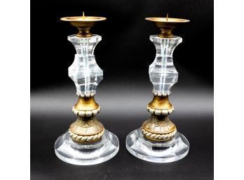 Acrylic Candle Stick Holders, Pair Of Candle Stick Holders
