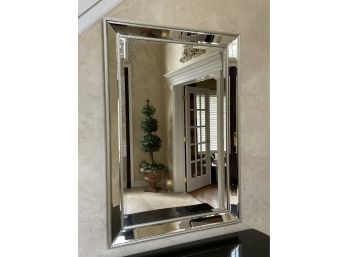 Silver Beaded Framed Beveled Mirror