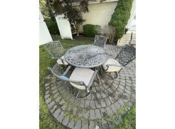 Cast Aluminum 5 Pc. Swivel Dining Set - Cushions Included - See Description For Dimensions