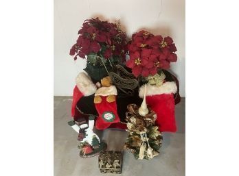 Christmas Decor - Poinsettia, Snowman, Stockings, Card Box