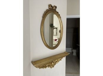 Oval Mirror Louis XVI Style W/ Matching Shelf