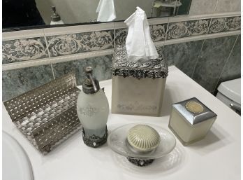 Luxury Bathroom Five-piece Set Candle Toothbrush Holder Kit Soap Dispenser Cotton Towel Holder, Soap Dish