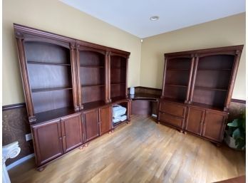 Cherry Wood Home Office, Bookcases/office Storage W/ Corner Desk - 5 Matching Book Cases W Corner Desk
