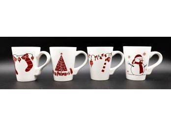 Christmas Themed Coffee Cups, California Pantry Coffee Mugs, Lot Of 4