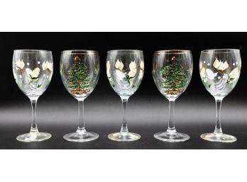 Christmas & Floral Wine Glasses, Decorative Wine Glasses, Christmas Decor