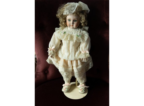 21' Antique Bisque Doll W/ Original Garments, Franklin Hierloom Dolls