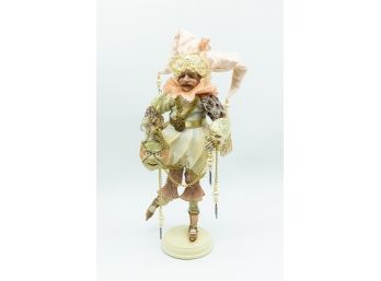 Elf / Jester Figurine With Masquerade Mask, Fancy Elaborate Costume Outfit - 15' Tall
