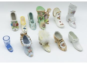 Antique Collectible Miniature Shoes, Lot Of 11, See Description