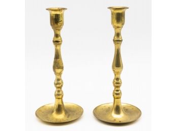 Vintage Traditional Brass Candlestick Holders - A Pair