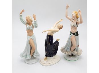 Ballarina Chemnitz Germany Figurine, 'Gypsy Dance Fine Porcelain. 7 Figurine. Gold Embellishments, Moriyama