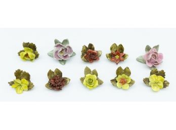 Royal Adderley Floral Place Card Holders  - Formal, Bone China (7) 3 Porcelain Floral Card Holder From Germany