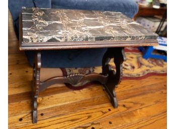 Mid Century Wooden Side/Accent Table Marble Top