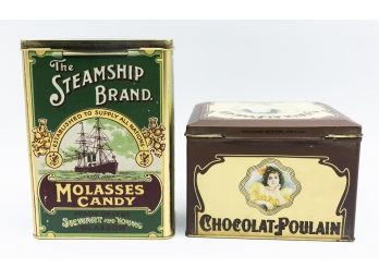 1910 Steamship Brand Molasses Candy Tin Kitchen Display Reproduction & Replican Vintage Style Chocolate Advert