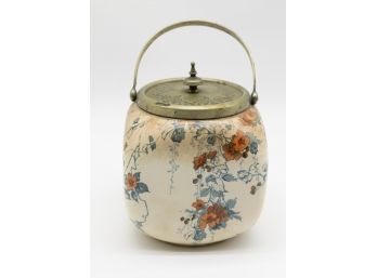 Antique Royal Doultons Kew Biscuit Jar Barrel Floral Ra No 116918 England - Rare