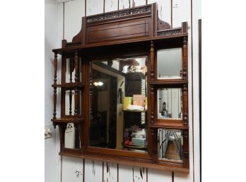Early 20th Century Edwardian Carved Walnut Overmantle Mirror