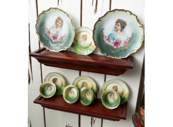 Victoria Austria Dish &bowls-Antique Imperial Crown China Cabinet Plates And Bowls - Shelving Included