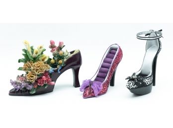 High-Heeled Shoes Shaped Storage Rack Jewelry Display, Floral High Heel, Jacki Design Silver & Black Cheetah