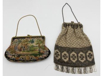 Victorian 1930s Purse,18th Century Courting Scene & Turn Of The Century Beaded Evening Bag