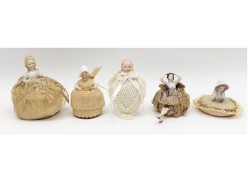 Vintage Porcelain Half Doll Pin Cushions, & Antique Porcelain Figurines/doll Heads