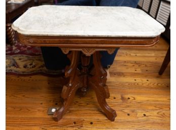 Victorian Marble Top Walnut Lamp Table