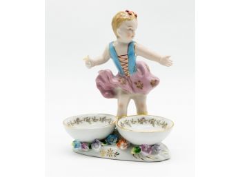 Salt And Pepper Dip Figurine, Vintage, Porcelain