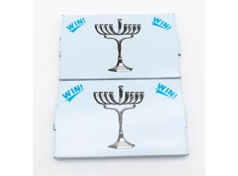 Sterling Silver Menorahs - New Israeli Chanukah Candles Included In Box