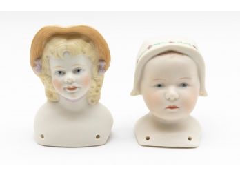Vintage Bisque Doll Heads -1973 MB   Lot Of 2