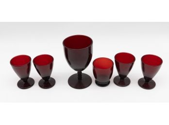 Anchor Hocking Vintage Royal Ruby Red Glass - 6 In Total