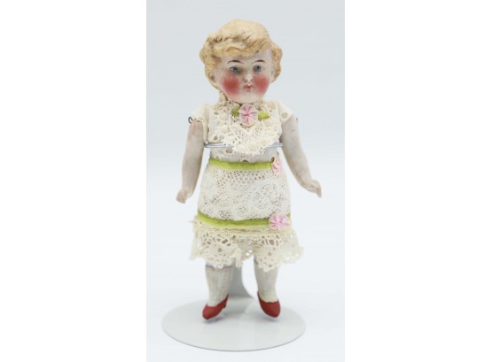 Rosey Cheeks All Bisque Doll W/ Jointed Limbs, Antique