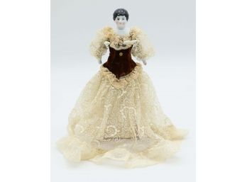 Antique 19th Century German Porcelain China Head Doll Lace Dress