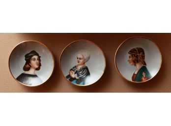 Made In Occupied Japan Andrea S Hand Painted Miniature Portrait Hanging Plates