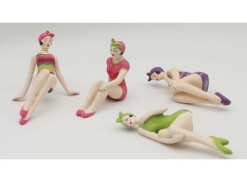 Retro Bathing Beauty Figurine 4-Piece Set, Swim Suit