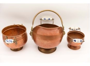 Vintage Copper Coal Scuttle - Dutch Copperware Made In Ireland - 3 Pieces Total