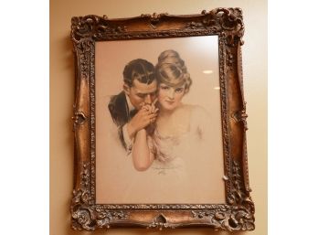 Stunning Ornate Framed Romantic Vintage Art, Signed