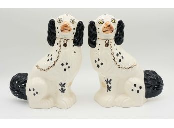 Glorious  English Staffordshire Spaniel Mantle Dog Pair, Vintage, Rare