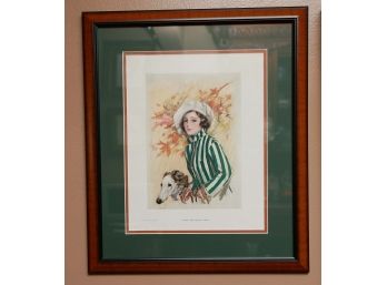 Vintage Harrison Fisher,  Copyright 1918 By Nash's Magazine 'When The Leaves Turn' - Framed