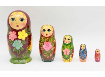 5pc Wooden Nesting Dolls, Vintage