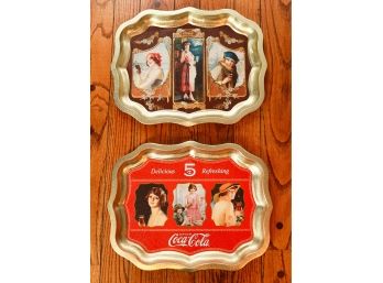 COCA COLA Tray DRINK 5 Cents REFRESHING COKE Bottle Lady Tin & Vintage Style Coca Cola Women Year Tin Tray